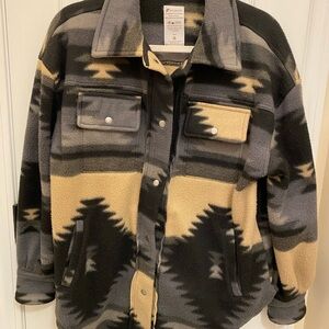 Black and Tan Aztec Fleece Jacket